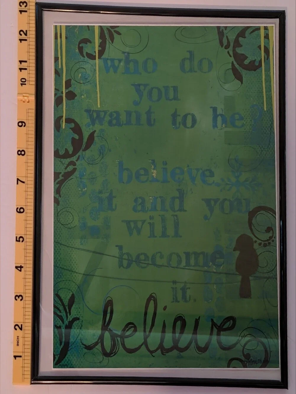 Inspirational 'Believe' Green Wall Art